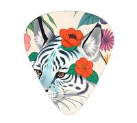 Cute white tiger Guitar picks 12 pieces, ABS material, smooth edges, comfortable feel, 3 optional thicknesses