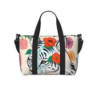 Cute White Tiger Hand Travel Bag. For Men And Women. Durable Material And Stylish Design, Suitable For Business And Leisure Travel., Black, One Size