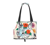 Cute White Tiger Pet Carrier Bag-Foldable Travel Tote For Small Dogs Cats, Portable Soft Sided Pet Crate With Seatbelt For Cat Puppy