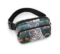 Cute White Tiger Printed Fanny Pack Fanny Packs for Women Men,Crossbody Bag Large Chest Bag with Adjustable Strap for Outdoors Workout Traveling Casual Running, Cute White Tiger, 20x13cm