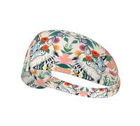 Cute White Tiger Printed Sports Headbands Wicking Hair Headwraps, Non-Slip Workout Headbands for Gym, Running, Yoga, Tennis