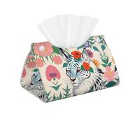 Cute White Tiger Printed Tissue Box-Suitable for Bedside Table, Dining Room, Living Room, Tissue Storage Box