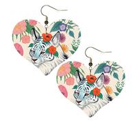 Cute white tiger Prints Stylish Heart-Shaped Earrings Lightweight Women'S Accessories Perfect For Parties And Valentine'S Day.
