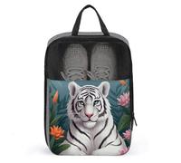 Cute White Tiger Shoe Bag Shoe Bags for Travel Waterproof Shoe Bag Shoes Storage Organizer with Zipper & Handle Sneaker Bag Shoe Pouch Golf Shoe Bag Soccer Cleat Bag, style, One Size, Shoe Bags for