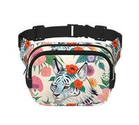 Cute white tiger Square Double Layer Waist Bag Belt - Unisex Everywhere Fanny Pack Purse for Running, Travel, Hiking, Fitness, Black, One Size