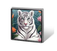 Cute White Tiger Square Lapel Pin Women's Novelty Buttons & Pins Metal Badge Cute Brooch Pin Retro Pinback Badge Fashion Bag Pins for Hat Backpacks Tie Suit Wedding Party Accessory