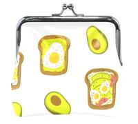 Cute White Toasted Avocado - Personalized Women Leather Pouch with Buckle and Kiss Closure Coin Holder Cute White Avocado Toast, UNITALLA, Cute White Avocado Toast, UNITALLA, Cute White Avocado Toast