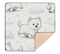 Cute White West Highland Dog Large Sturdy Thick Play mat for Baby for Floor One-Piecing Foldable Activity Entertainment Mat for Baby Toddler Infant, 50'' x 50''