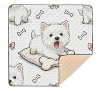 Cute White West Highland Dog Soft Thick Baby Kick Crawling Mat for Indoor Outdoor Lightweight Foldable Tummy Time & Crawling Mat for Babies Infants Toddlers, 50'' x 50''