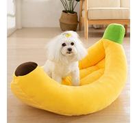 Cute Wicker Personalised Dog Bed Banana Sleep Basket Calming Anti Anxiety Cushion Medium Extra Large Sofa Washable Comfort Soft Orthopedic Small Cuddler Fluffy