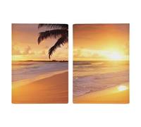 Cute Wiener Sausage Dog Passport Wallet Travel Passport Holder Pu Passport Cover Slim Card Case Cover for Women Men Leather Holder Case Travelling Essentials, Tropical Beach Sunset, 20.3x13.8cm
