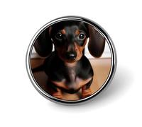 Cute Wiener Sausage Dog Round Badge Personalized Metal Lapel Pin Badges Fit Clothing Bags Hat Humorous Printed Brooch Badge Party Decorations Accessories for Men Women