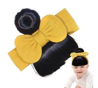 Cute Wig with Bow Wreath, Pony Wig Hairpiece, Elastic Skin-Friendly Head Accessory for Stage Performances, Parties, Parents, Child Activities