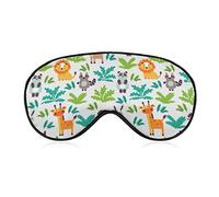 Cute Wild Animals Sleep Mask Cartoon Jungle Animal Blindfold for Sleeping Elastic Blackout Eye Mask Cover for Full Night's Sleep Travel and Nap