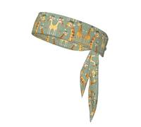 Cute Wild Cartoon Giraffe Print Sport Headbands Bandanas Workout Athletic Sweatbands Tennis Running