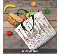 Cute Wild Cartoon Giraffes Basic Models Tote Bag With Zipper With Inner Pockets,Laptop Work Tote Bag For Sport,Travel