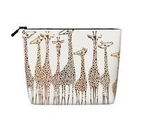 Cute Wild Cartoon Giraffes Cosmetic Bag - Single Layer Large Capacity Travel Organizer, Daily Organizer with Zipper