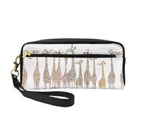 Cute Wild Cartoon Giraffes Double-Sided Printed Leather Portable Makeup Pouch-Multi-Purpose Cosmetic Bag, Pencil Case and Organizer for Women