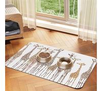 Cute Wild Cartoon Giraffes Patterned Pet Feeding Mat with Water-Absorbing PU Top & Rubber Base - Anti-Slip Dog Cat Food Mat for Cats, Dogs & Pets, 40x60cm