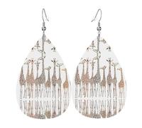 Cute Wild Cartoon Giraffes Piercing Teardrop Earrings Set, Fashion Leather Earrings Dangle Hoop For Women Birthday Party Jewelry Gift