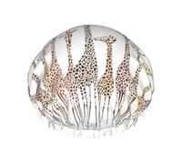 Cute Wild Cartoon Giraffes Print Bath Hair Cap Double Layer Shower Cap For Women And Men Reusable Lightweight Soft
