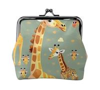 Cute Wild Cartoon Giraffes Print Compact Coin Purse 4.52 x 4.13in Cute Mini Wallet with Kiss Lock Waterproof Pouch