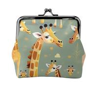 Cute Wild Cartoon Giraffes Print Compact Coin Purse Exquisite Kiss Lock Wallet Cute Mini Pouch Coins Cards Wallet