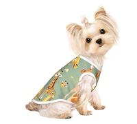 Cute Wild Cartoon Giraffes Print Dog Lightweight Shirt,Summer Cool Breathable Dog t Shirts,Pet Sleeveless Stretchy Clothes