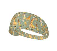 Cute Wild Cartoon Giraffes Print Elastic Headband for Women Men Running Sweatband Accessory for Gym Outdoor Gift