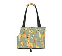 Cute Wild Cartoon Giraffes Print Pet Tote Bag, Foldable Single Shoulder Pet Carrier For Small Pets Dogs Cats