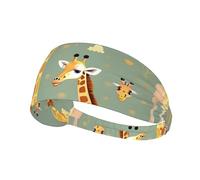Cute Wild Cartoon Giraffes Print Printed Hairband Sport Hairband, Stretchy Wide Hairband, Unisex Casual Hairband