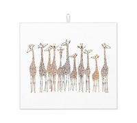 Cute Wild Cartoon Giraffes Print Reusable Dish Drying Mat Absorbent Countertop Coffee Bar Kitchen Sink Accessory Pad