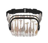 Cute Wild Cartoon Giraffes Print Unisex Square Double Layer Waist Bag Crossbody Fanny Pack Travel Workout Accessory, Black, One Size, Black, One Size