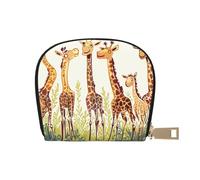 Cute Wild Cartoon Giraffes Printed Card Holder Wallet, Women's PU Leather Card Case Wallet & Pocket Wallet