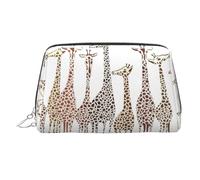 Cute Wild Cartoon Giraffes Printed Cosmetic Organizer, Shockproof Beauty Case Featuring Wide Zipper Opening for Travel