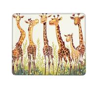 Cute Wild Cartoon Giraffes Printed Gaming Mouse Pad 10.3x8.3 Inches, Non-Slip Rubber Base Laptop Mousepad Desk Mat with Stitched Edges for Gamer, Office, Home