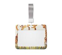 Cute Wild Cartoon Giraffes Printed ID Badge Holder with Lanyard, Clear Plastic Badge Holder for Work, School, Hospital, Security - Water Resistant & Dirt Proof