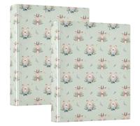 Cute Wild Deer Bear 3 D-Ring Binder A4 2 Pack with 200 Sheet for Kids School Supplies Women Men Office
