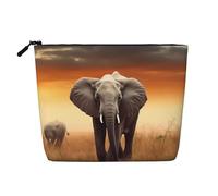 Cute Wild Elephant Toiletry Bags for Women, Portable Travel Cosmetic Bag, Daily Organiser with Zipper