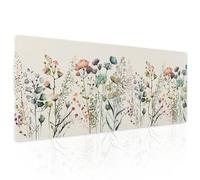 Cute Wild Flowers Mouse Pad XL Boho Aesthetic Floral Chic Plant Extended Table Mat 80X30cm Non-Slip Rubber Base Stitched Edge Large Mousepad for Desk Gaming Laptop Desk Top,31.5×11.8 Inch