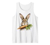 Cute Wild Rabbit Holding Carrot Illustration Tank Top