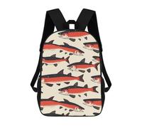 Cute Wild Salmon Printed 17 Inch Daypack Unisex Shoulder Backpacks Travel Laptop Backpack for Women Men