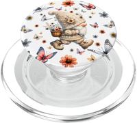 Cute Wildflower Gnome For Women And Summer Floral Butterfly PopSockets PopGrip for MagSafe