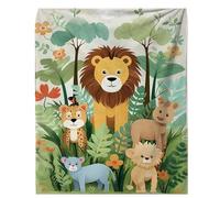 Cute Wildlife Blanket 130 x150 CM Jungle Animal with Lion Throw Soft Cozy Flannel Blankets Practical Decorative Throws for Couch Sofa Travel Picnic Thoughtful Gifts for Kids Adults