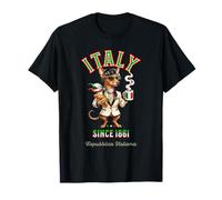 Cute Wind Chime Dog Lady Cup Coffee Italy Flag T-Shirt