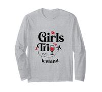 Cute Wine Girls Trip Iceland Travel Vacation Long Sleeve T-Shirt