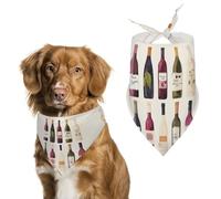 Cute Wines Bottle Dog Bandana Washable & Adjustable Triangle Scarf, Breathable Pet Scarf for Small Medium Large Pets, Cute Fashion Pet Accessory