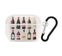 Cute Wines Bottle Earbuds Organizer Shockproof Protective Airpods Pro Cover with Carabiner Clip Anti Fall Carrying Earphone Case Cover for Airpods Pro 2nd Generation White