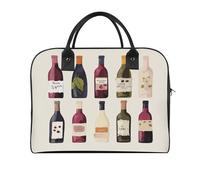 Cute Wines Bottle Laptop Tote Bag Casual Travel Handbag Multi Pocket Shoulder Bags for Work Travel