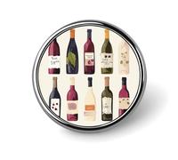 Cute Wines Bottle Round Badge Personalized Metal Lapel Pin Badges Fit Clothing Bags Hat Humorous Printed Brooch Badge Party Decorations Accessories for Men Women